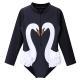 Girls Swimsuit Swan Zipper Long Sleeves