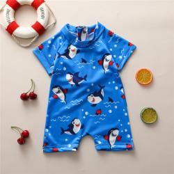 New Boys Short-sleeved Blue Shark One-piece Romper