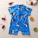 New Boys Short-sleeved Blue Shark One-piece Romper