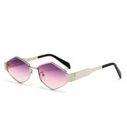 Cool Square Fashion Polygon Rhombus Metal Sunglasses