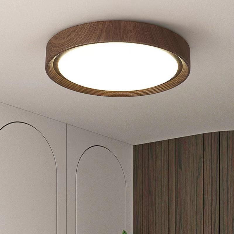 Walnut Colored Japanese Style Log Tone Ceiling Light For Hallway Or Room