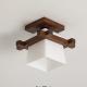 American-style Minimalist Tic-tac-toe Glass And Solid Wood Ceiling Light Modern Rustic Wooden Lighting Fixture
