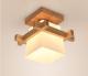 American-style Minimalist Tic-tac-toe Glass And Solid Wood Ceiling Light Modern Rustic Wooden Lighting Fixture