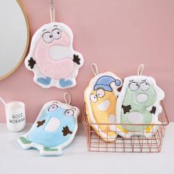 Coral Fleece Cute Cartoon Hanging Hand Towel