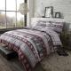 Christmas Peach Skin Fabric Bed Three-piece Set