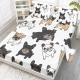 4PCS French Bull Dog Bed Sheet Set, White Black Bedding Set, Puppy Flat Sheet Set, 1 Flat Sheet,1 Fitted Sheet, 2 Pillow Cases