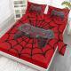 4PCS Gamer Bed Sheet Set, Red Bedding Set, Spider Web, 1 Flat Sheet,1 Fitted Sheet, 2 Pillow Cases
