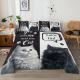 Cat Sheet, Pretty Cat Sheets Set 4Pcs,Black White Flat Sheet,Cute Animal Printed Bed Set With 1 Fitted Sheet 1 Flat Sheet 2 Pillowcases