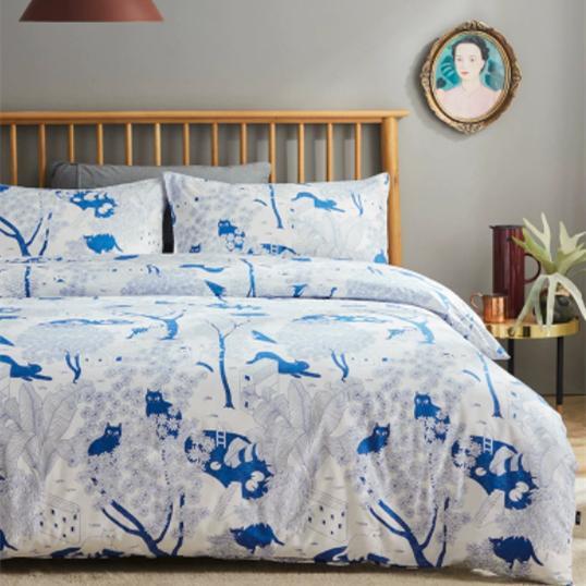 100 Cotton Soft Bed Sheets And Duvet Covers Original New Chinese-style Blue Print