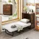 Rustic Brown Mobile Murphy Bed Cabinet 86.5 X 34 X 41.5 With Lockable Wheels, Space Saving Foldable Guest Bed With 4 Inch Foam Mattress
