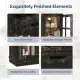 70-inch Black Gold Oak Electric Fireplace TV Stand - 2 Lattice Glass Doors, 2 Drawers & Shelf, Compatible With 36 3-Sided Glass Insert