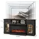 70-inch Black Gold Oak Electric Fireplace TV Stand - 2 Lattice Glass Doors, 2 Drawers & Shelf, Compatible With 36 3-Sided Glass Insert