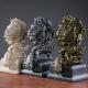American Retro Animal Copper Lion Head Portrait Resin Craft Ornament Hallway Office Wine Cabinet Decoration