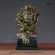 American Retro Animal Copper Lion Head Portrait Resin Craft Ornament Hallway Office Wine Cabinet Decoration