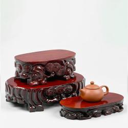 Wooden Base, Redwood And Rare Stone Handicraft Ornament