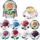 Diamond Art Drawing Coaster With Bracket, DIY Rose Pattern Diamond Art Coaster, Suitable For Adults And Beginners Diamond Drawing Kit, Diamond Kit Craft Supplies, Exquisite Gifts For Friends