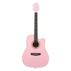 Pink 41-inch Dreadnought Barrel-shaped Cutaway Acoustic Guitar With Pick, Strings, Capo, Gig Bag, Tuner, Wrench Tool, And Shoulder Strap