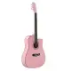 Pink 41-inch Dreadnought Barrel-shaped Cutaway Acoustic Guitar With Pick, Strings, Capo, Gig Bag, Tuner, Wrench Tool, And Shoulder Strap