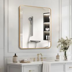 Gold 30  X36  Rectangular Bathroom Wall Mirror