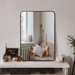 24x32 Inch Black Metal Framed Rectangular Bathrrom Mirror For Wall. W2203135016