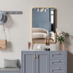 24x36 Inch Gold Metal Framed Rectangular Bathrrom Mirror For Wall. W2203P183175