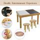 Sensory Table For Toddlers 1-3 With 2 Chairs, Wooden Kid Activity Table Chair Set With Double-Sided Boards For Sand And Water Play