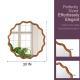 Yellowish Brown 30 Inch Wavy Round Solid Wood Frame Decorative Mirror,For Bedroom, Bathroom, Living Room, Entryway