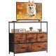 Tall Dresser Fabric Storage Tower ,Wooden Top For Kid Room, Closet, Entryway, Nursery