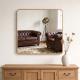 36in X 36in Inch Gold Metal Framed Square Bathrrom Mirror For Wall.