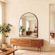 30x36 Inch Black Metal Framed Arched Bathrrom Mirror For Wall.