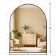 30x36 Inch Black Metal Framed Arched Bathrrom Mirror For Wall.
