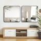 36in X 36in Inch Black Metal Framed Square Bathrrom Mirror For Wall.
