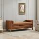 66.34 W Upholstered End Of Bed Bench With Weathered Finish Wood Frame, Daybed, Footrest Stool Ottoman With Arms & Wood Legs & 2 Bolsters For Bedroom, Window, Living Room, Entryway, Hallway, Brown PU
