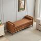 66.34 W Upholstered End Of Bed Bench With Weathered Finish Wood Frame, Daybed, Footrest Stool Ottoman With Arms & Wood Legs & 2 Bolsters For Bedroom, Window, Living Room, Entryway, Hallway, Brown PU
