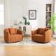 39 W Upholstered Oversized 360 Swivel Accent Barrel Chair And Half Cozy Sofa With 3 Pillows, Chenille Channel Tufted Pumpkin-Shape Club Armchair For Living Room, Bedroom, Office, Lounge,Orange