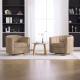 31.1  Wide Upholstered Chenille Swivel Barrel Chair With Solid Wood Base, Comfy Channel Tufted Accent Round Armchair, Single Club Sofa For Living Room Bedroom Reading Nook Corner Apartment, Taupe