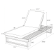 Teak Finish Acacia Wood Chaise Lounge With 4-Inch Dark Grey 2-Fold Cushion Set, 4-Position Adjustable Outdoor Patio Lounger With Flat Side Surface, For Poolside - Matching Cream Version Available
