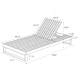 Teak Finish Acacia Wood Chaise Lounge With 4-Inch Dark Grey 2-Fold Cushion Set, 4-Position Adjustable Outdoor Patio Lounger With Flat Side Surface, For Poolside - Matching Cream Version Available