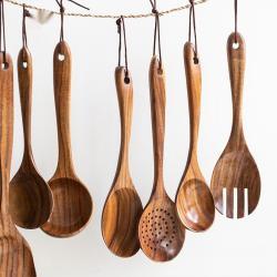Long-handled Soup Spoon Wooden Strainer Non-stick Pot
