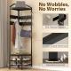 Corner Hall Tree, Industrial 4-Tier Coat Rack With Shoe Storage, 8 Movable Hooks And 2 Shelves For Hallway, Black
