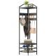 Corner Hall Tree, Industrial 4-Tier Coat Rack With Shoe Storage, 8 Movable Hooks And 2 Shelves For Hallway, Black