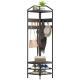 Corner Hall Tree, Industrial 4-Tier Coat Rack With Shoe Storage, 8 Movable Hooks And 2 Shelves For Hallway, Black