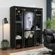 69 Inch Portable Clothes Closet Wardrobe Storage Organizer With Non-Woven Fabric Quick And Easy To Assemble Extra Strong And Durable Black