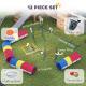 Dog Agility Training Equipment, 12-Piece Dog Obstacle Course with Adjustable Hurdle & Ring, 4 Tunnels, Weave Poles