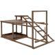 Wooden Chicken Activity Play Set With Perch, Swing, Ladder, Platforms, Feeder Storage, Coffee