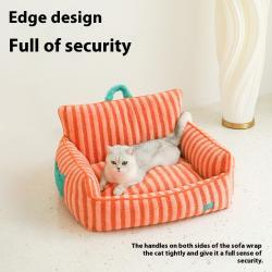 Striped Pet Bed Warm Cat Bed Four Seasons Universal Removable And Washable