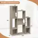 Cat Bookshelf Cabinet (Gray Oak), 8 Organized Storage Sections & Multiple Climbing Platforms
