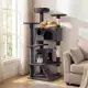 52" Tall Cat Tree Tower With Perches & Condos, Multi-Cat Playground With Scratching Posts (Dark Gray)
