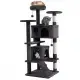 52" Tall Cat Tree Tower With Perches & Condos, Multi-Cat Playground With Scratching Posts (Dark Gray)