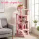 52" Tall Cat Tree Tower With Perches & Condos, Multi-Cat Playground With Scratching Posts (Pink)